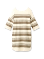 MARILYN MOON イレギュラーボーダーニットワンピース/ネイビー(393)