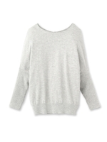 [L]ドロップショルダーバックボタンニット/ライトグレー(911)