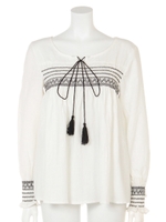 【anap mimpi】タッセル付きギャザートップス/BK