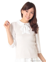 ベスト付ボウタイニット　3/ラベンダー