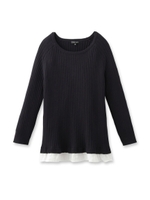 ラッフルコンビプルリブニット/ネイビー(093)