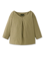 コットンタック七分袖シャツ/ホワイト(001)