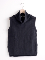 ドレープカラー片畦ベスト/L／グレー