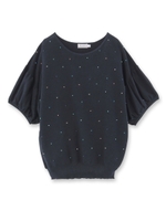 ビーズドット半袖ニット/ベビーピンク(071)