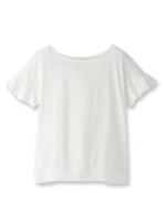 後スリットレースフリル袖カットソー/オフホワイト(003)