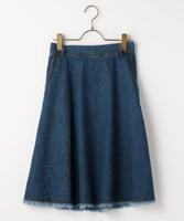 裾フリンジデニムスカート
