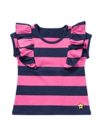 STRIPED FRILL TOP(12M〜3T)/ボーダー/キラッキー/ブラック