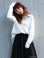 バックチュールスラブニット/WHT