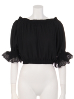 シャーリングショートTOPS/ブラック