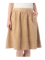 スエード調フレアスカート/ワインレッド(063)