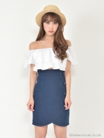 ヘムカシュクールスカート/オフホワイト