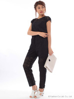 レースオールインワン/ブラック