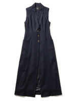 麻混マキシベスト/ネイビー