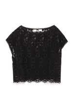 [Balcony and Bed]オーガンジーレースブラウス/BLK