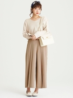 【relaxing line】Jサイドプリーツパンツ/アイボリー