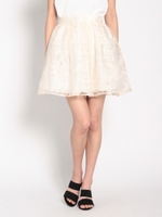 シアー花柄フレアスカート/ベージュ