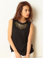 ビーズトップス/ブラック