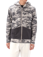 【AZUL by moussy】カモフラ裏毛長袖ZIPパーカー/GRY