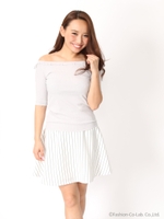 オフショルダーリボントップス/ホワイト