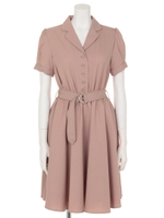 ベルト付きシャツワンピース/オフホワイト