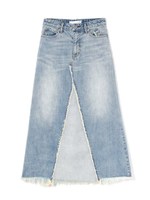 リメイク風デニムロングスカート/ブルー