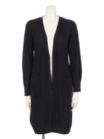 釦レス ロングカーディガン/ネイビー