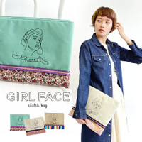 Girl Face エンブロイダリータブレットポーチ