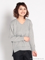 ・Vネック裾ラウンドヘムプルオーバー/Light Gray Mixture