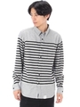 【AZUL by moussy】カットボーダー切替長袖シャツ/T.GRY