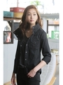 【AZUL by moussy】高密度ツイルスタンドコードパイピングシャツ/BLK