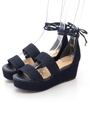 【CAMILLE BIS RANDA】レースアップウェッジサンダル/DENIM