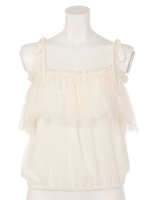 オフショルレーストップス/ホワイト