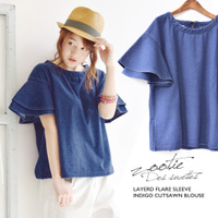 カットデニム レイヤードフレアスリーブ プルオーバー