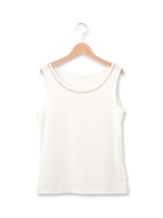 ビーズ衿タンクトップ/ブラック(319)