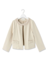 フリル襟ストレッチジャケット/ナチュラル(050)