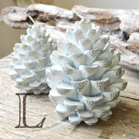 ホワイトウォッシュパインコーンキャンドル[L]