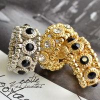 ラインストーンビーズテグスリング