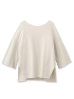 後ろVネックビックスリーブカットソー/ホワイト(002)