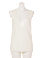 Vネックバックリブ切替ベスト/WHITE LT