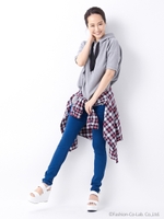 【春の新作】Wフェイス裾ジップフード付/チュニック/クロ