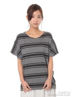 オリジナルボーダードレープカットソー/生成