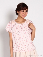 フラワーリボンフレア袖ブラウス 2/サックス