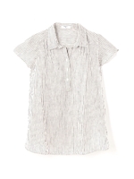 フレンチリネン半袖ブラウス/ホワイト(032)