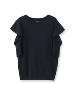 ラッフルフリルスリーブニット/グリーン(022)