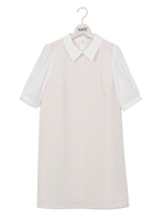 衿付ストライプAラインOP/ホワイト