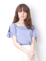 肩スリット袖リボンブラウス/ダスティ