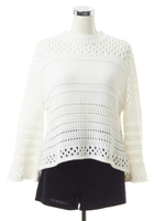 透かし編みコットンニット/ホワイト