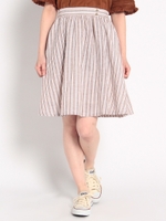 麻混ストライプスカート/Camel