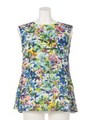 Water color flowerレースアップTOPS/ブルー