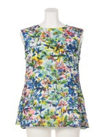 Water color flowerレースアップTOPS/ブルー